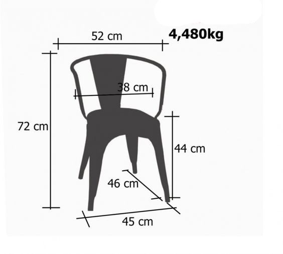 Kích thước tiêu chuẩn ghế tolix có tay