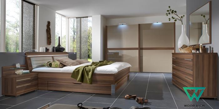 Tủ quần áo gỗ óc chó phong cách hiện đại WT - 00010