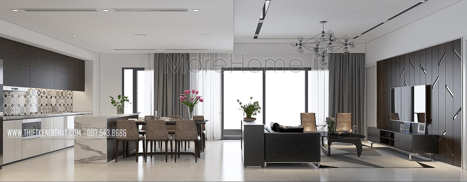 Top 7 mẫu thiết kế nội thất chung cư đẹp với 3 phòng ngủ cao cấp sang trọng nhất tại Morehome