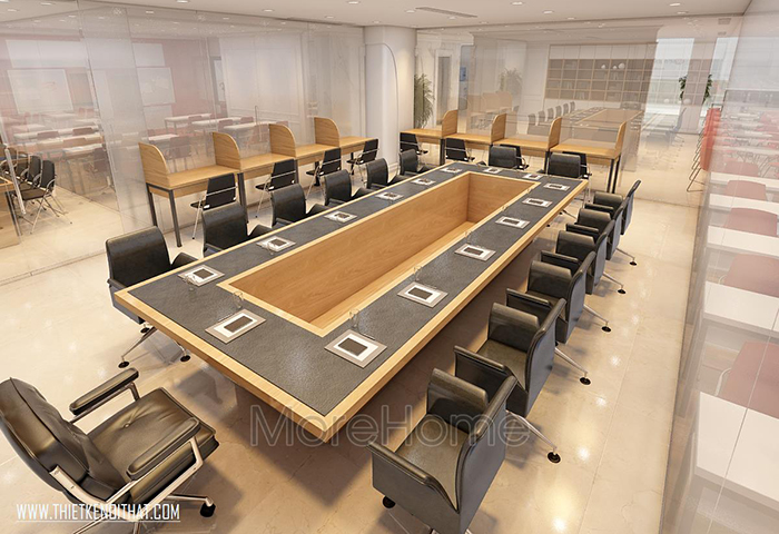 Phòng họp công ty được trang bị đầy đủ nội thất