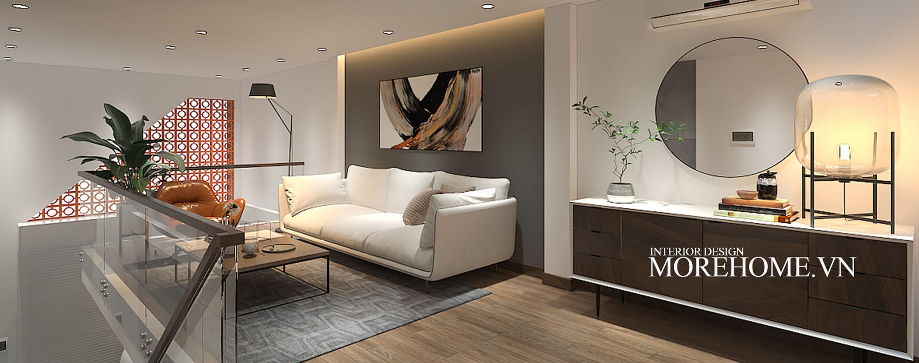 Thiết kế nội thất nhà ống, nhà mặt phố hiện đại tại An Dương Tây Hồ Hà Nội