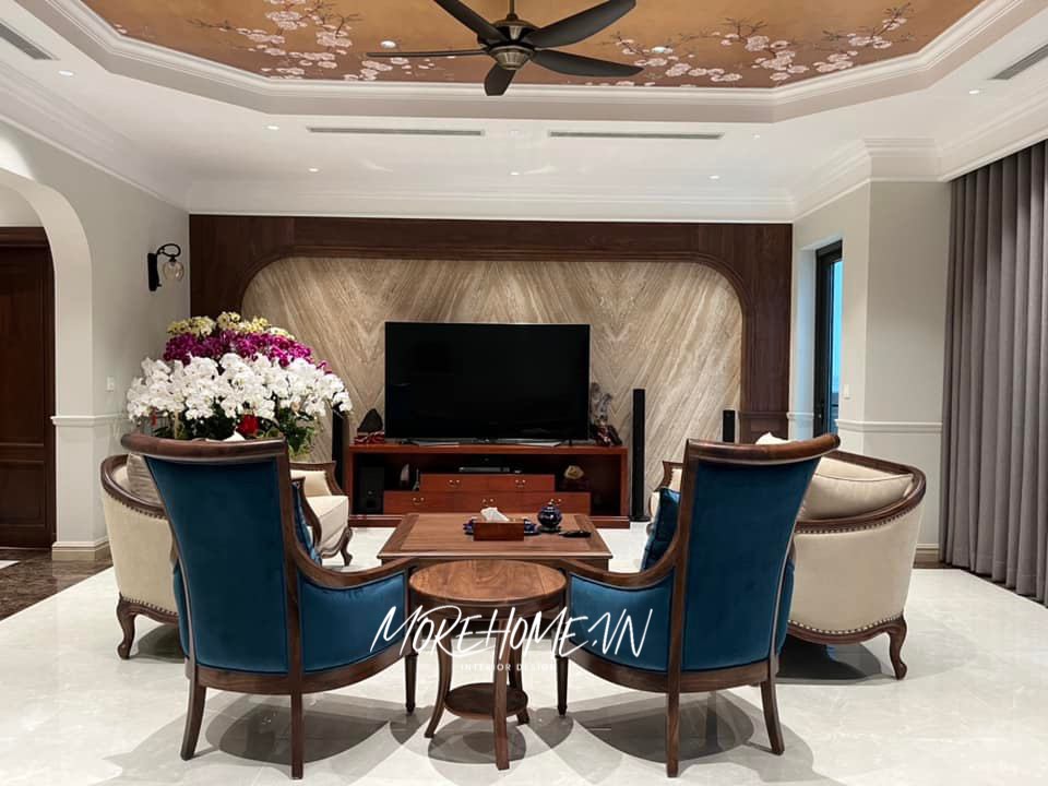 Thi công nội thất gỗ óc chó tại biệt thự Nam An Khánh Sudico