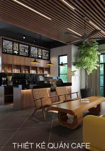 Thiết kế quán cafe với nội thất gỗ hiện đại