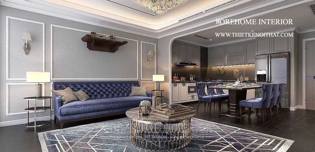 Thiết kế nội thất chung cư tân cổ điển tại Hong Kong Tower Lạ mắt, sang, đẹp