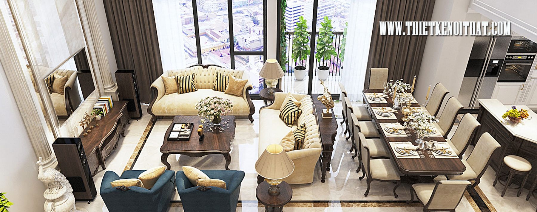 Thiết kế căn hộ Duplex Hapulico sang trọng với gỗ óc chó cao cấp