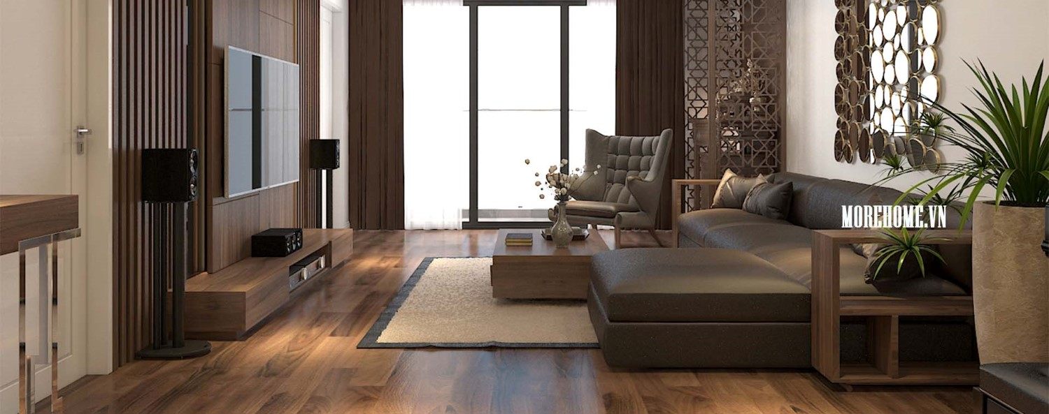 Thiết kế nội thất gỗ óc chó cao cấp chung cư Imperia Garden