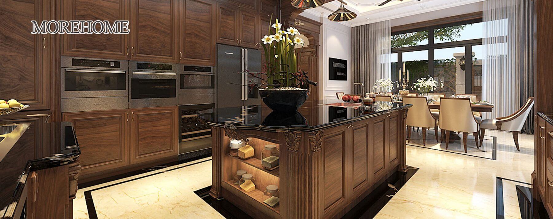 Thiết kế nội thất biệt thự Vinhomes Green Bay gỗ óc chó cao cấp
