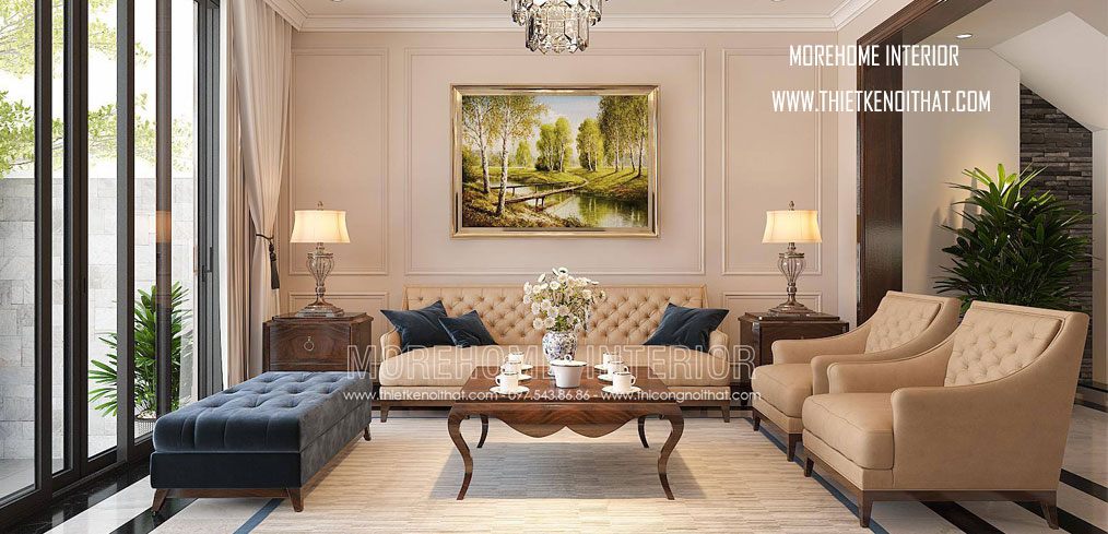 Thiết kế nội thất nhà liền kề phong cách tân cổ điển tại An Hưng