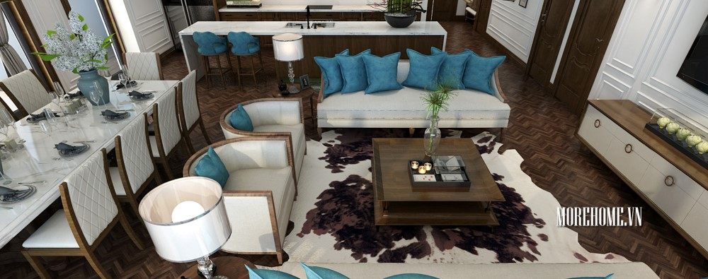Thiết kế căn hộ cao cấp gỗ óc chó Penthouse Imperia Nguyễn Huy Tưởng
