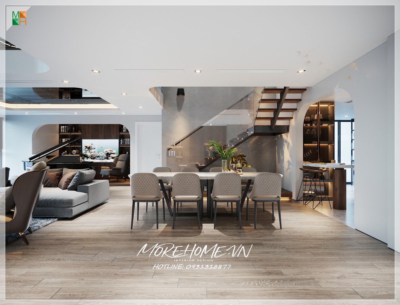 Thiết kế nội thất Penthouse Hiện Đại Cao Cấp New SkyLine, Hà Đông, Hà Nội