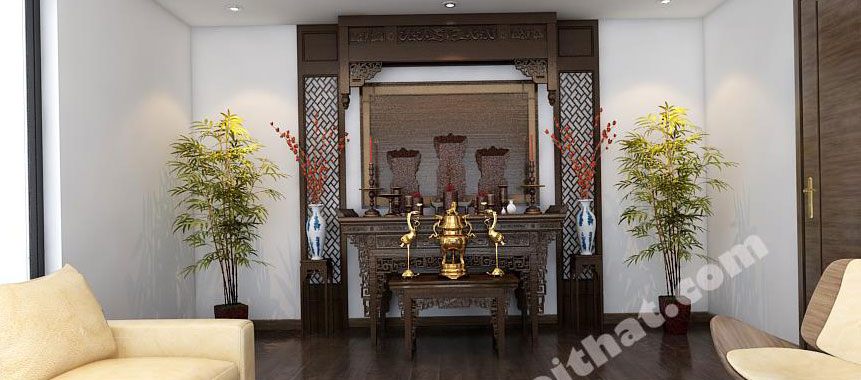  Bàn thờ phật - bàn thờ gia tiên - Mẫu 12