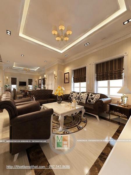 Thiết kế nội thất phòng khách phong cách tân cổ điển sang trọng, đẳng cấp Thu hút với mẫu bày trí phòng khách tân cổ điển sang trọng