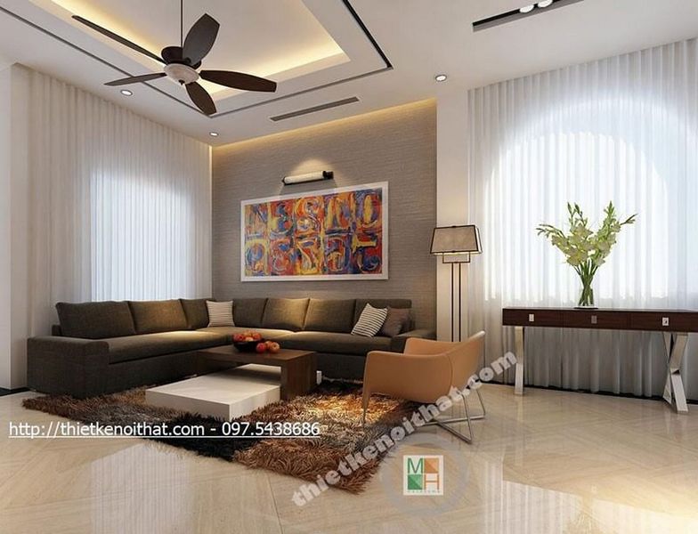 Mẫu sofa góc bọc vải hiện đại với tone màu đen cho phòng khách đẹp, sang trọng Tuyển chọn các mẫu thiết kế sofa phòng khách đẹp xuất sắc hiện nay