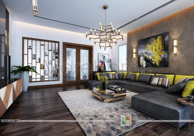 Thiết kế nội thất nhà phố hiện đại với nội thất gỗ mang lại cảm giác thoải mái và tràn đầy năng lượng Thiết kế nội thất phòng khách gỗ nhà phố đẹp, quý phái