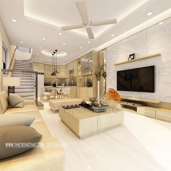 Thiết kế nhà phố phong cách hiện đại với nội thất gỗ đẹpsang trọng Thiết kế nội thất phòng khách gỗ nhà phố đẹp, quý phái