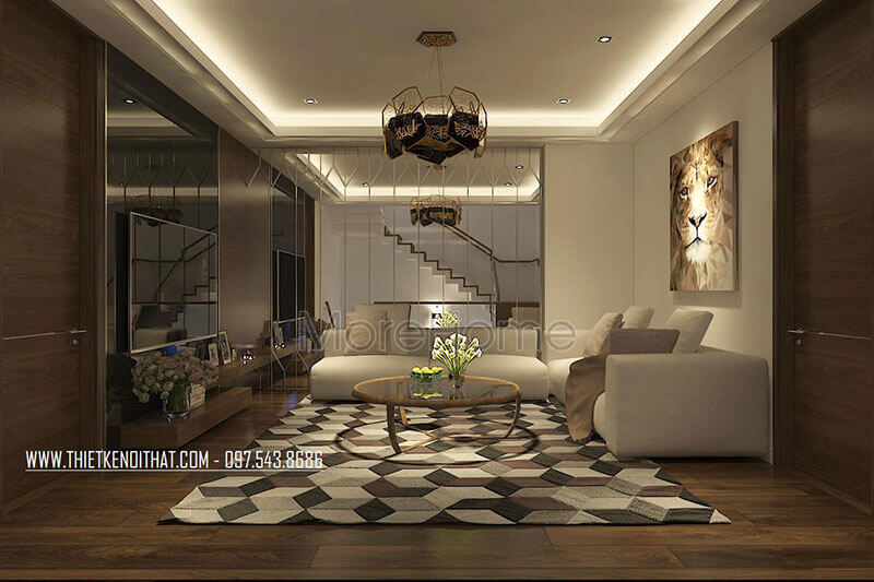 Nội thất sofa bọc vải với tông màu kem hiện đại cho nhà phố biệt thự Top những mẫu sofa phòng khách hot nhất