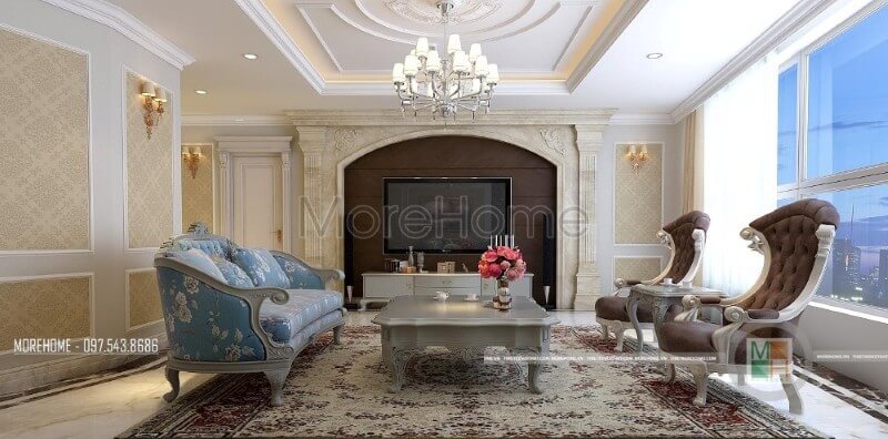 Bộ sofa bọc nỉ với đường cong tinh tế và trạm khắc cổ điển dường như đã trở thành chi tiết tạo điểm nhấn thẩm mỹ căn phòng. Chia sẻ những mẫu sofa phòng khách tiện nghi nhất