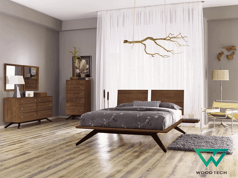 Mẫu giường gỗ óc chó cao cấp với thiết kế độc đáo tuy đơn giản những tinh tế