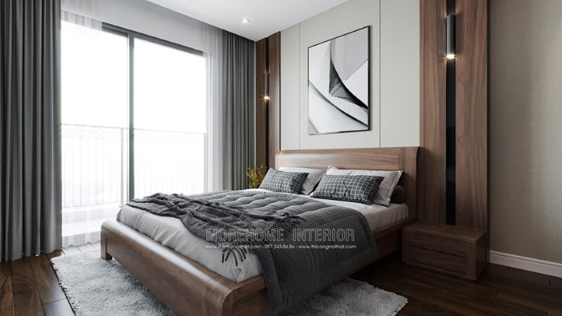 Mẫu giường ngủ gỗ óc chó đẹp cho chung cư Imperia Sky Garden, Minh Khai, Hai Bà Trưng, Hà Nội