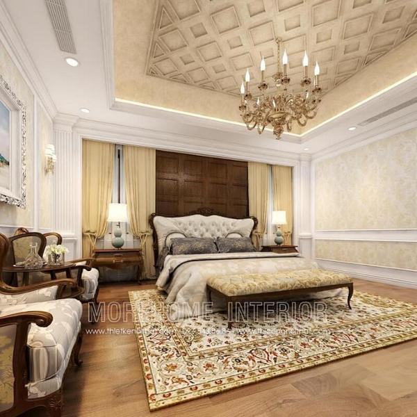 Trang trí nội thất phòng ngủ biệt thự đẳng cấp với giường ngủ tân cổ điển bằng gỗ óc chó cao cấp