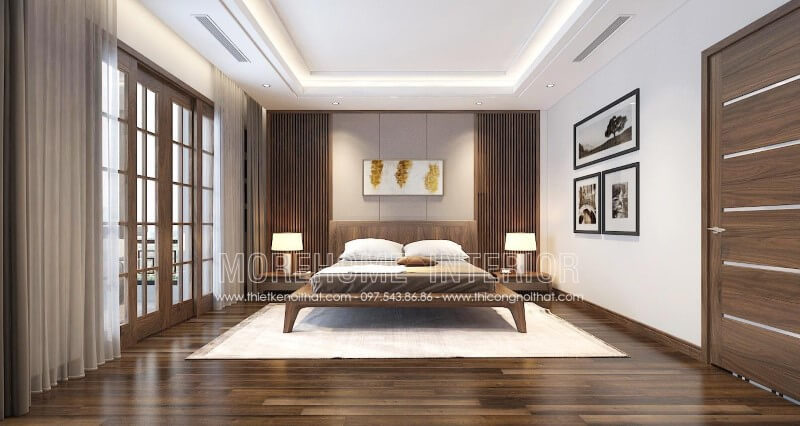 Cùng chiêm ngưỡng mẫu giường ngủ có chân bằng gỗ óc chó phong cách hiện đại sang trọng cho phòng ngủ này Thiết kế phòng ngủ gỗ óc chó