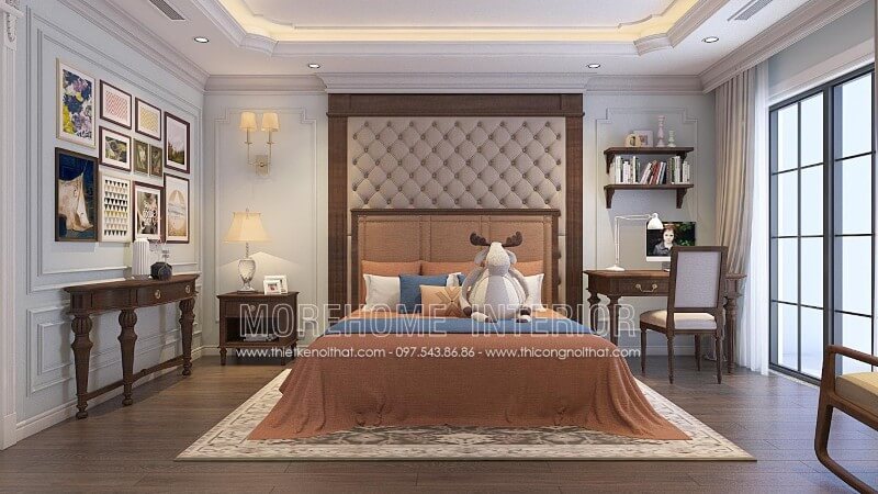 Thiết kế giường ngủ trẻ em gỗ óc chó đẹp cao cấp Thiết kế phòng ngủ gỗ óc chó