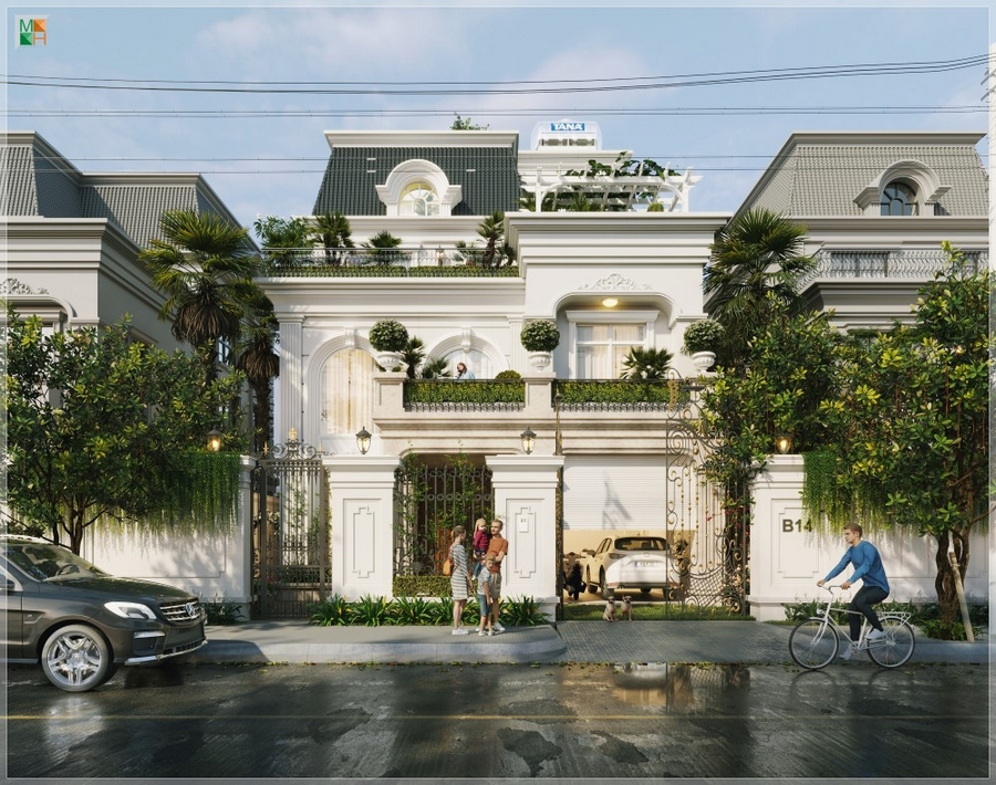 Thiết kế biệt thự liền kề kiểu Pháp