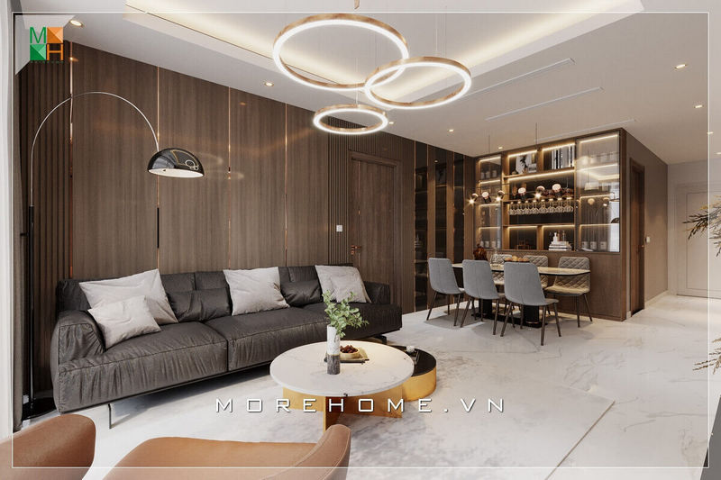 Mẫu thiết kế phòng khách liền phòng ăn cao cấp, sang trọng cho chung cư, nhà phố, biệt thự phong cách hiện đại thiết kế phòng khách hiện đại