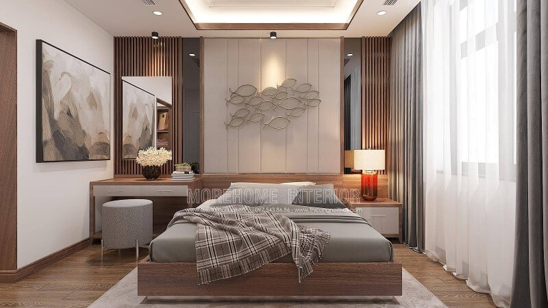 Bạn đang cần tham khảo mẫu phòng ngủ đẹp, nam tính tại các không gian như biệt thự, nhà phố hay căn hộ chung cư cho nam gia chủ độc thân thì ý tưởng bố trí nội thất phòng ngủ từ kts Morehome trong đây sẽ là gợi ý thú vị. thiết kế phòng ngủ