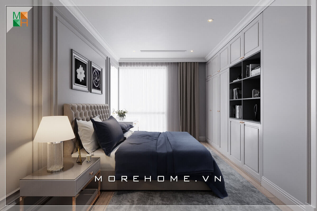 Một căn phòng đón ánh sáng tự nhiên nhờ sự thiết kế cửa ban công bằng kính tạo nên một không gian mở cho căn phòng, tràn đầy năng lượng mang một cảm giác thoải mái nhất. thiết kế phòng ngủ