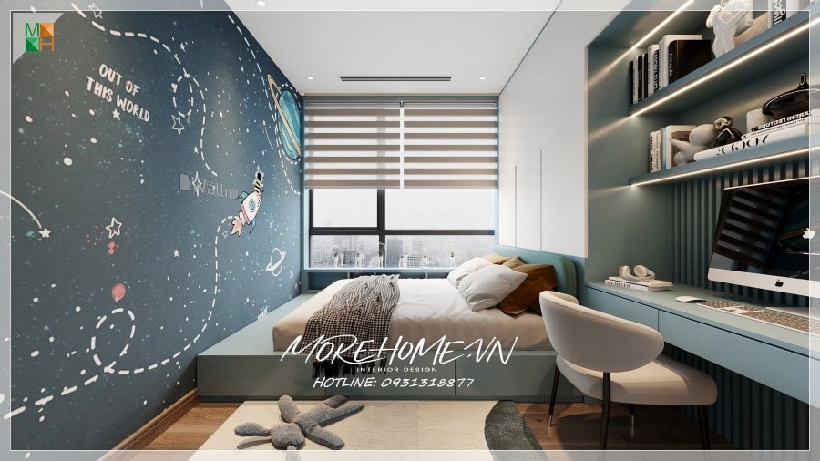 Thiết kế phòng ngủ chung cư cho 2 bé