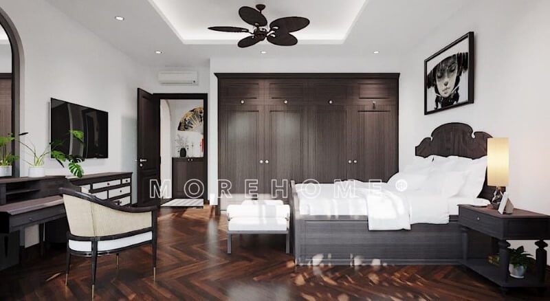 . Khi được trang trí bằng sàn gỗ ốp, hoa văn độc đáo và lạ mắt, không gian nội thất trong phòng ngủ trở nên sang trọng hơn.