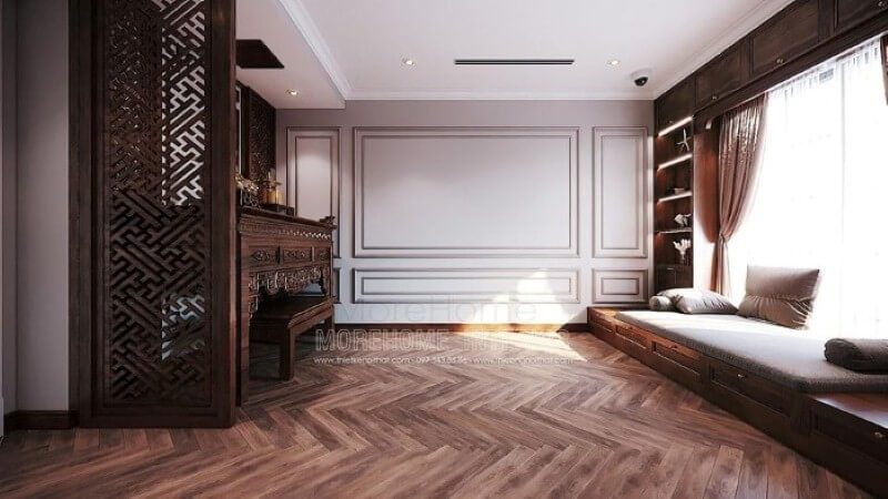 Nội thất phòng thờ phong thủy được trang trí đẹp và sang trọng.