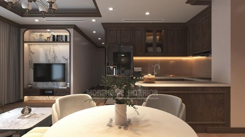 Kiến trúc sư thiết kế nội thất phòng bếp cho căn hộ hiện đại và sang trọng.