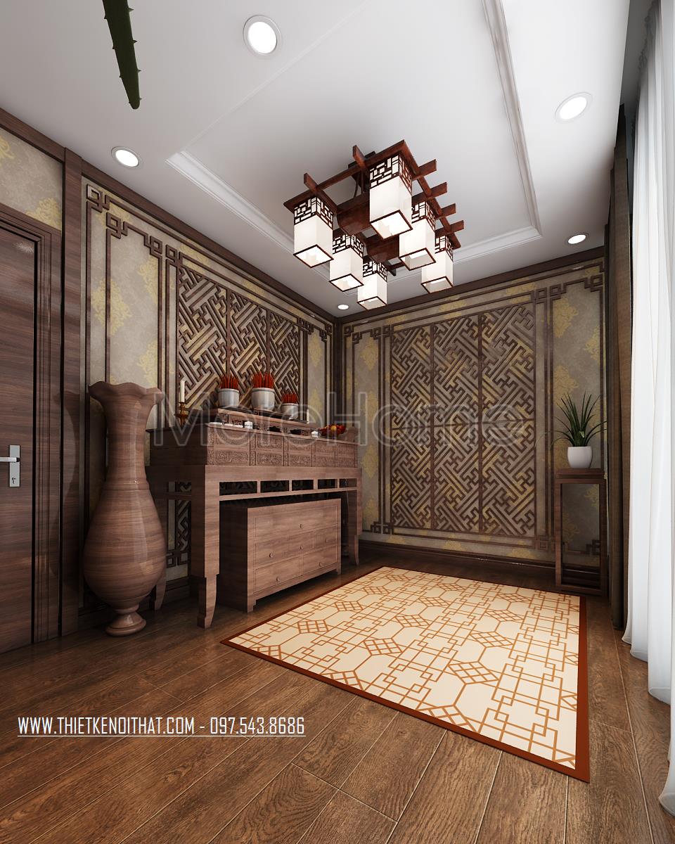 Nội thất đồ gỗ đa dạng trong phòng thờ sang trọng Nội thất đồ gỗ đa dạng trong phòng thờ sang trọng