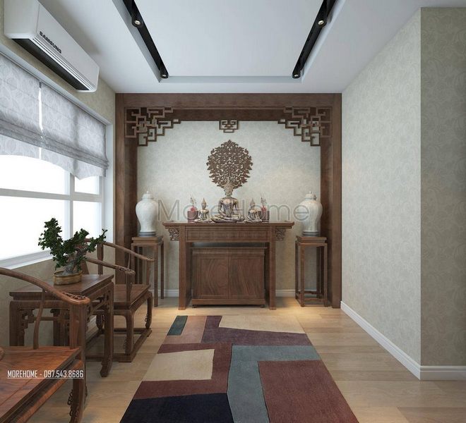 Trang trí nội thất phòng thờ bằng giấy dán tường