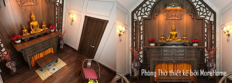 Trang trí nội thất phòng thờ bằng giấy dán tường
