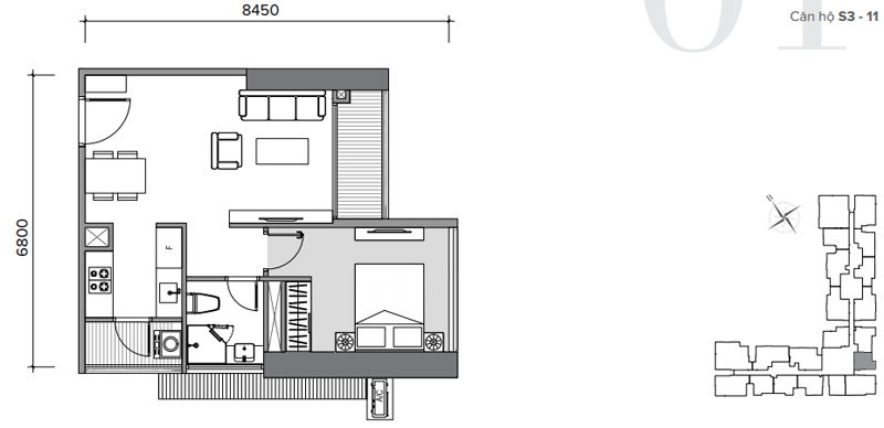 Mặt bằng thiết kế nội thất chung cư Vinhomes Skylake 1 phòng ngủ Mặt bằng thiết kế nội thất chung cư Vinhomes Skylake 1 phòng ngủ