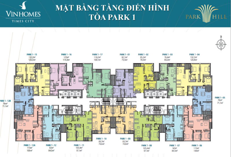 Mặt bằng Park Hill - Times City Park Hill Premium Mặt bằng Park Hill - Times City Park Hill Premium