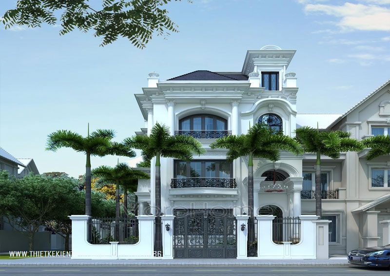 Mẫu thiết kế nhà biệt thự 3 tầng đẹp theo phong cách cổ điển Pháp Thiết kế biệt thự 3 tầng tân cổ điển