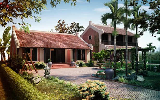Mẫu thiết kế biệt thự vườn nông thôn 3 gian đẹp đậm truyền thống Việt Nam Mẫu thiết kế biệt thự vườn nông thôn 3 gian đẹp đậm truyền thống Việt Nam