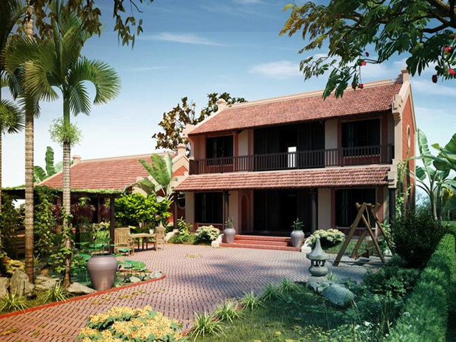 Mẫu thiết kế biệt thự vườn nông thôn 3 gian đẹp đậm truyền thống Việt Nam Mẫu thiết kế biệt thự vườn nông thôn 3 gian đẹp đậm truyền thống Việt Nam