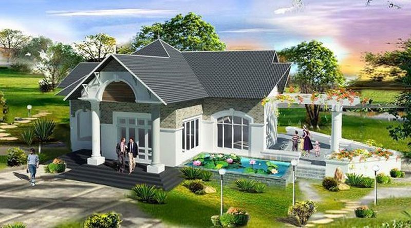 Mẫu thiết kế nhà cấp 4 kiểu biệt thự tại nông thôn Mẫu thiết kế nhà cấp 4 kiểu biệt thự tại nông thôn