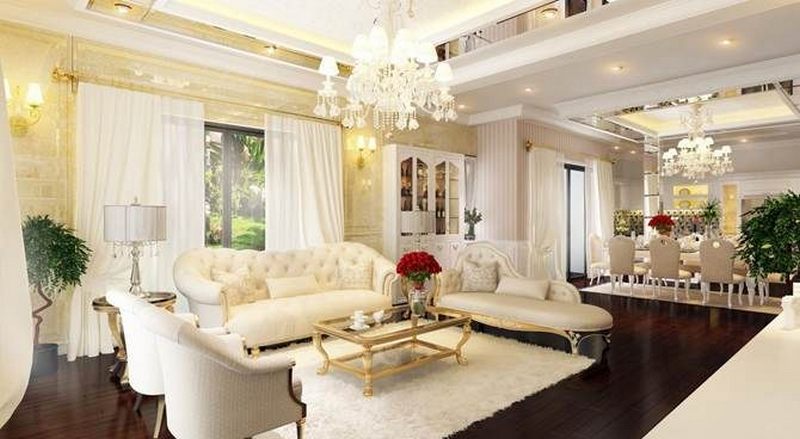 Thiết kế nội thất phòng khách biệt thự đẹp và sang trọng Thiết kế phòng khách biệt thự
