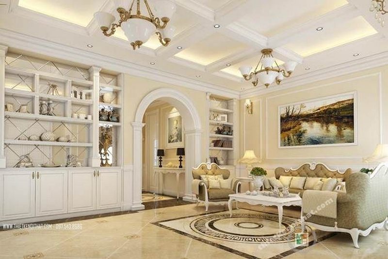 Thiết kế nội thất phòng khách biệt thự đẹp và sang trọng Thiết kế phòng khách biệt thự