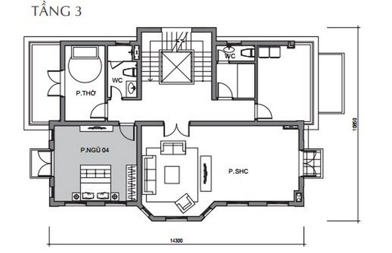 Bản vẽ thiết kế biệt thự tầng 3 biệt thự đơn lập Vinhomes The Harmony Bản vẽ thiết kế biệt thự tầng 3 biệt thự đơn lập Vinhomes The Harmony