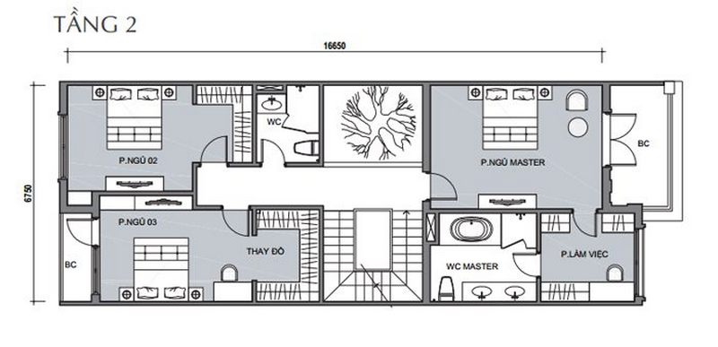Bản vẽ thiết kế biệt thự liền kề Vinhomes The Harmony tầng 2 Bản vẽ thiết kế biệt thự liền kề Vinhomes The Harmony tầng 2