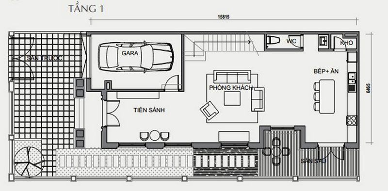 Bản vẽ thiết kế biệt thự tứ lập tầng 1 Bản vẽ thiết kế biệt thự tứ lập tầng 1