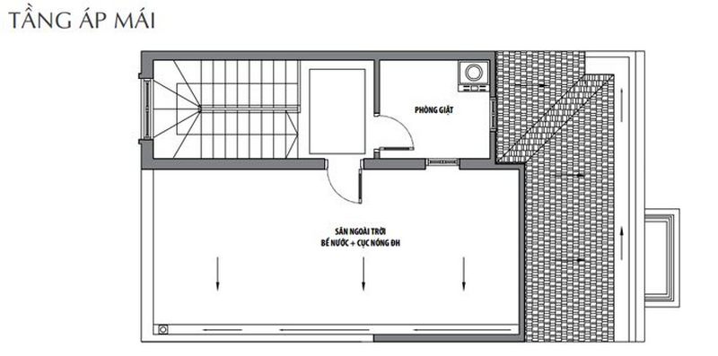 Bản vẽ thiết kế biệt thự liền kề tầng áp mái Bản vẽ thiết kế biệt thự liền kề tầng áp mái