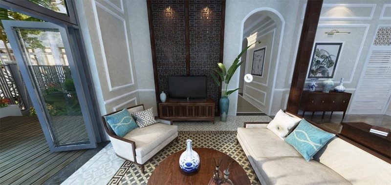 Thiết kế phòng khách biệt thự Vinhomes The Harmony tiểu khu Hướng Dương